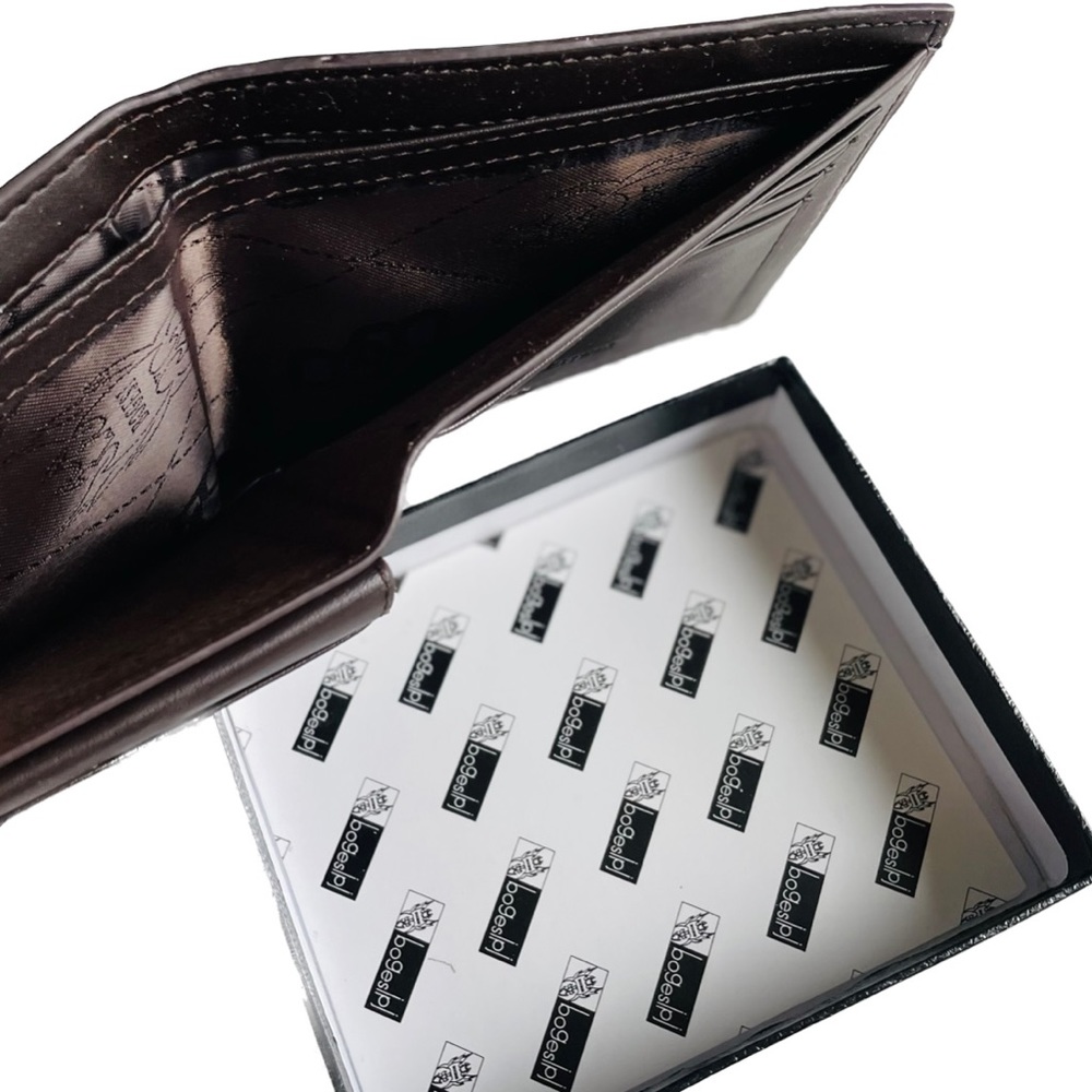 BOGESI | OS | Leather Inner Faux Textured Leather Outer Men’s Bi-Fold Wallet NIB